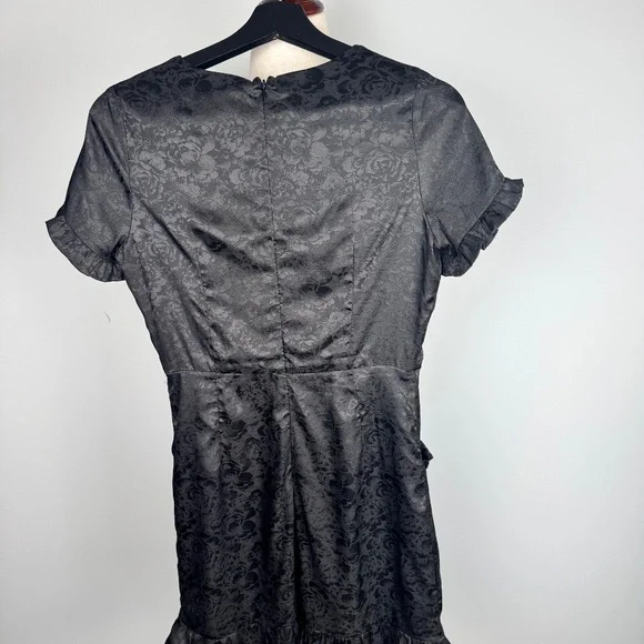 Lulus Cocktail Power Black Floral Embossed Satin Mini Dress - Picture 7 of 10